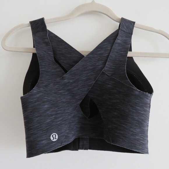 LULULEMON Enlite Bra Zip Front High Support Static Rain Dark Cast Black Size 32E - Picture 9 of 12